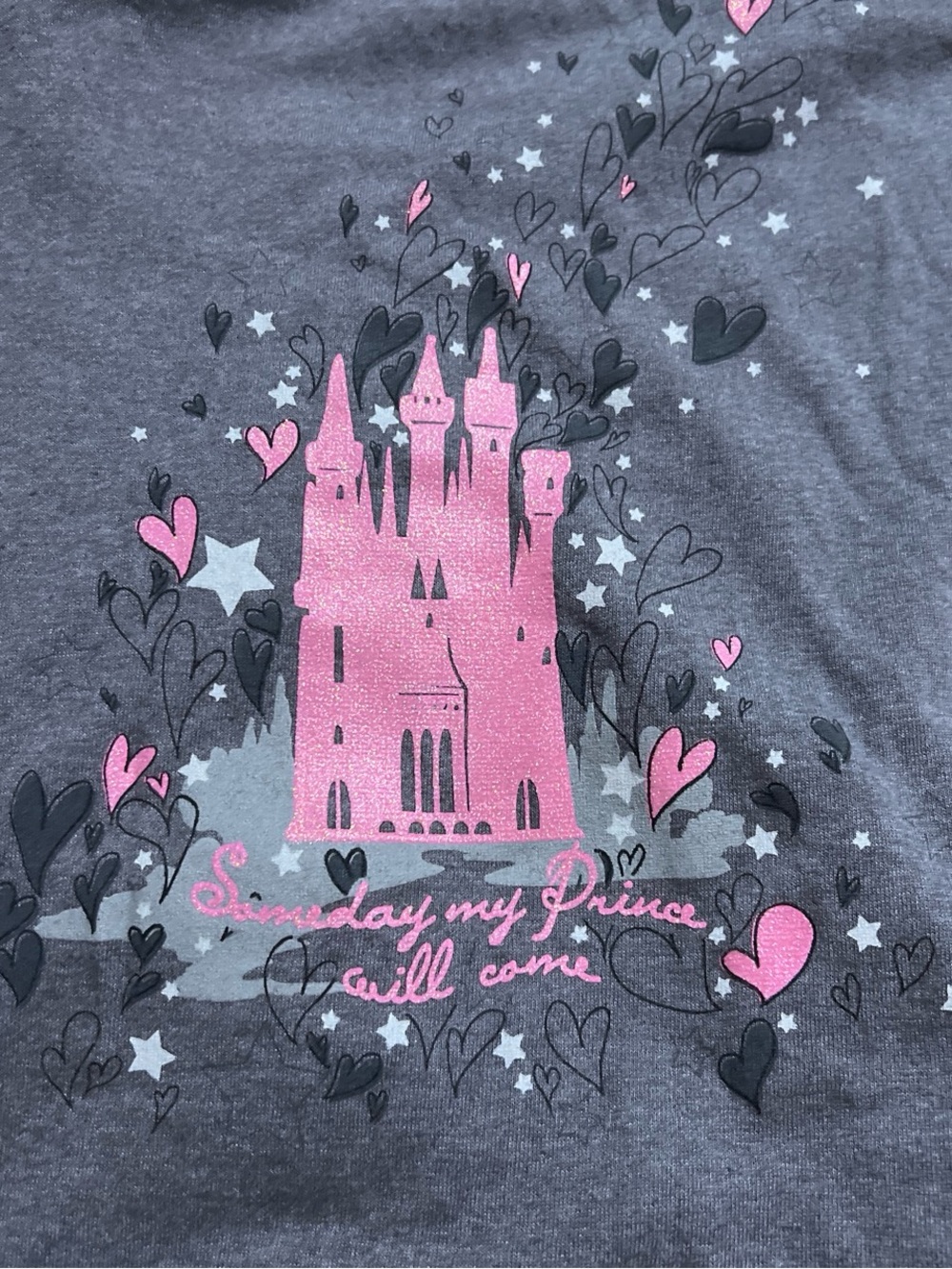 Ladies Gray Tee with Pink Castle Graphic Sz XXL